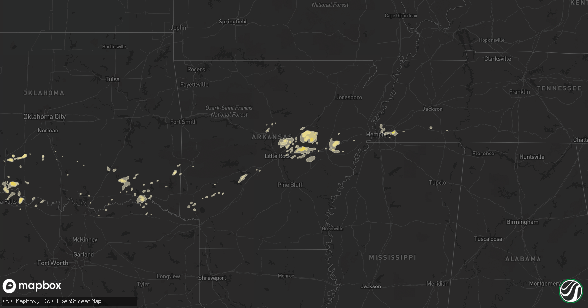 Hail map in Arkansas on July 4, 2017