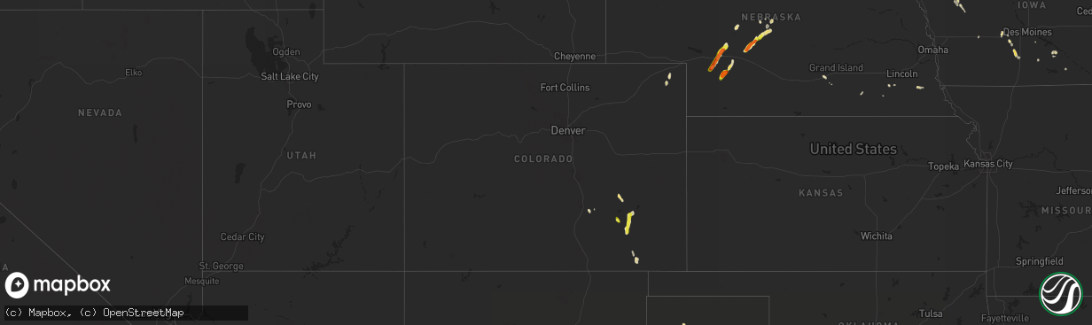 Hail map in Colorado on July 4, 2017