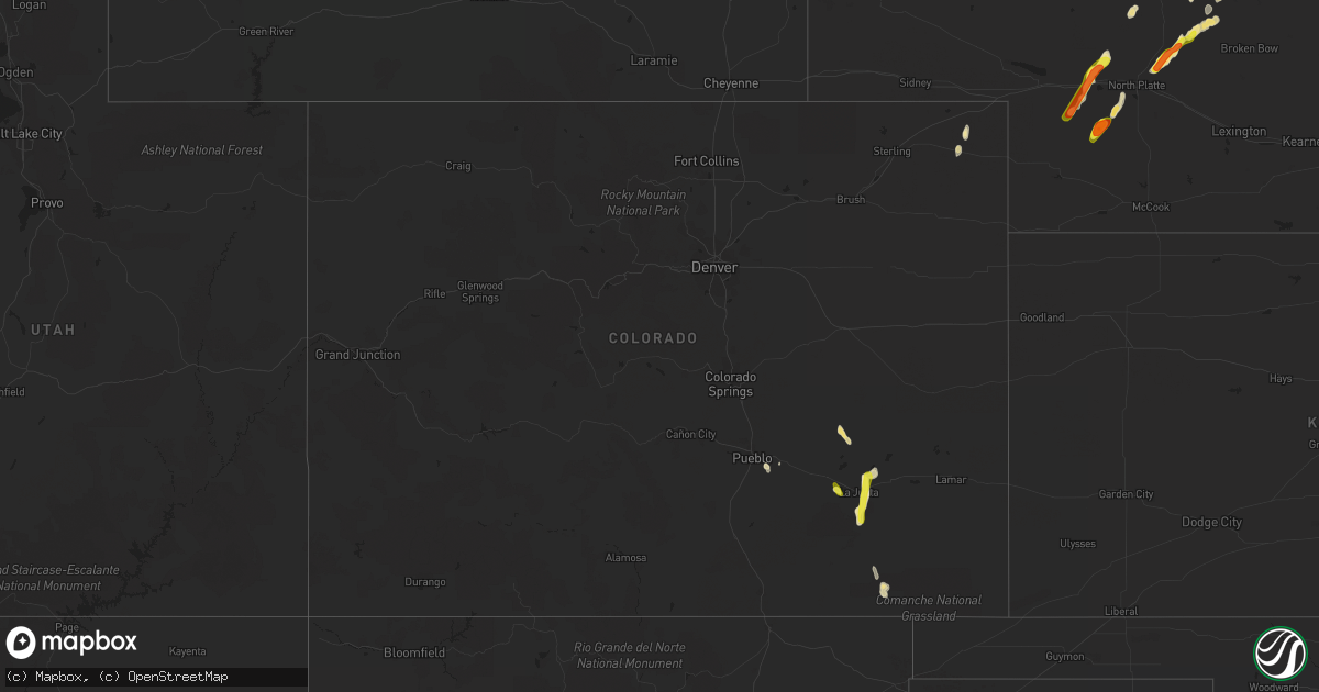 Hail map in Colorado on July 4, 2017