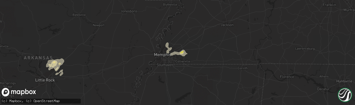 Hail map in Cordova, TN on July 4, 2017