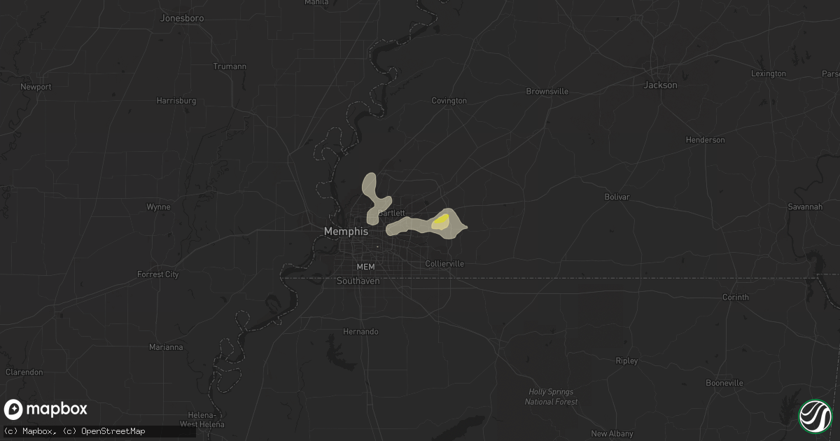Hail map in Cordova, TN on July 4, 2017