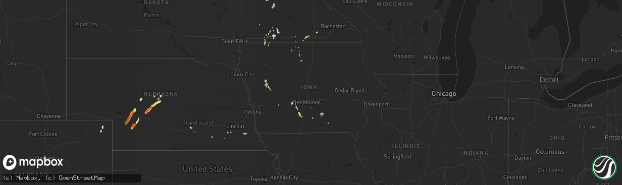 Hail map in Iowa on July 4, 2017