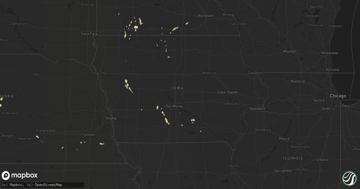 Hail map in Iowa on July 4, 2017