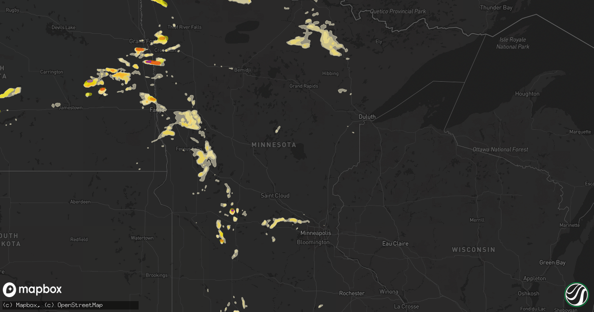 Hail map in Minnesota on July 4, 2017
