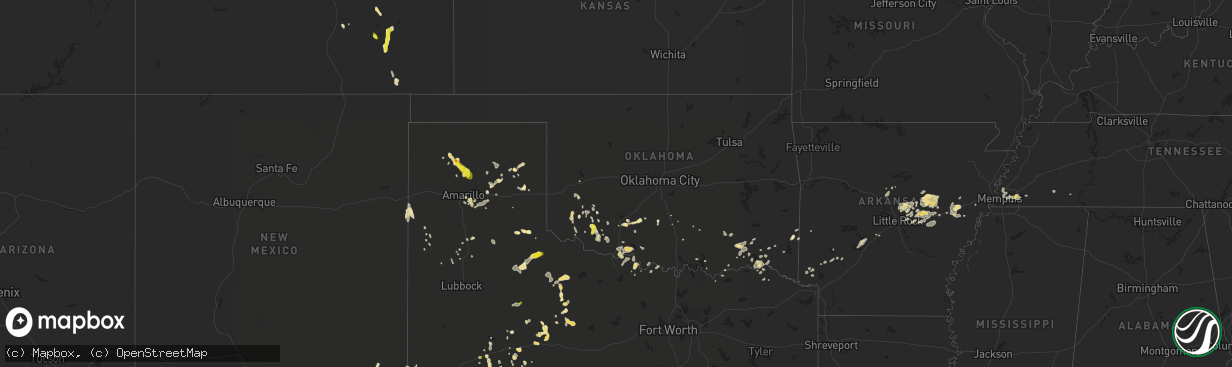 Hail map in Oklahoma on July 4, 2017