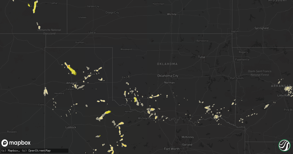 Hail map in Oklahoma on July 4, 2017