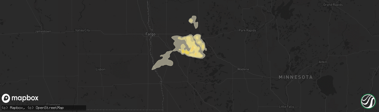 Hail map in Pelican Rapids, MN on July 4, 2017