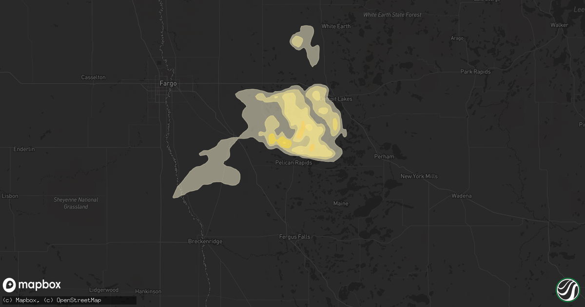 Hail map in Pelican Rapids, MN on July 4, 2017