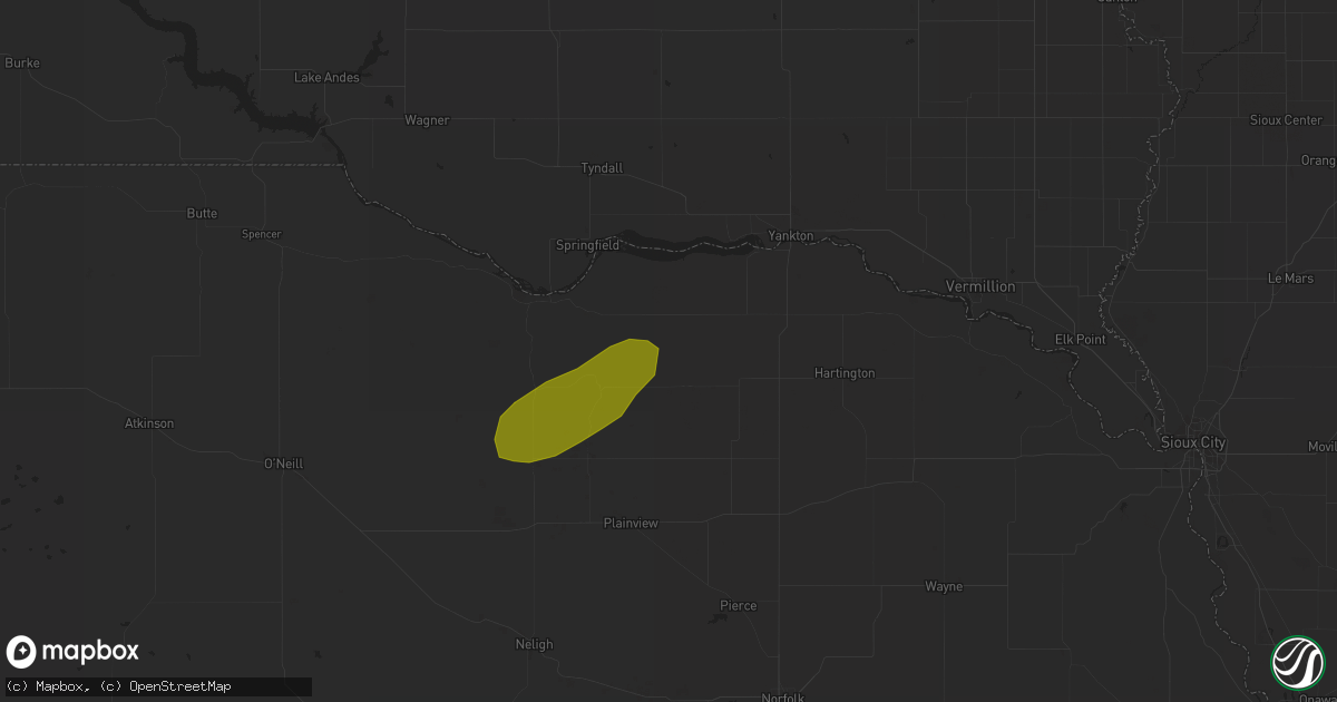 Hail map in Bloomfield, NE on July 4, 2018