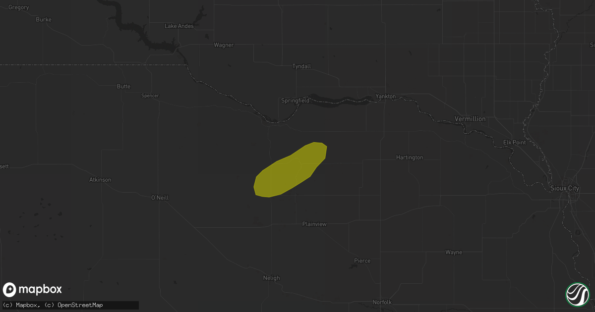 Hail map in Center, NE on July 4, 2018