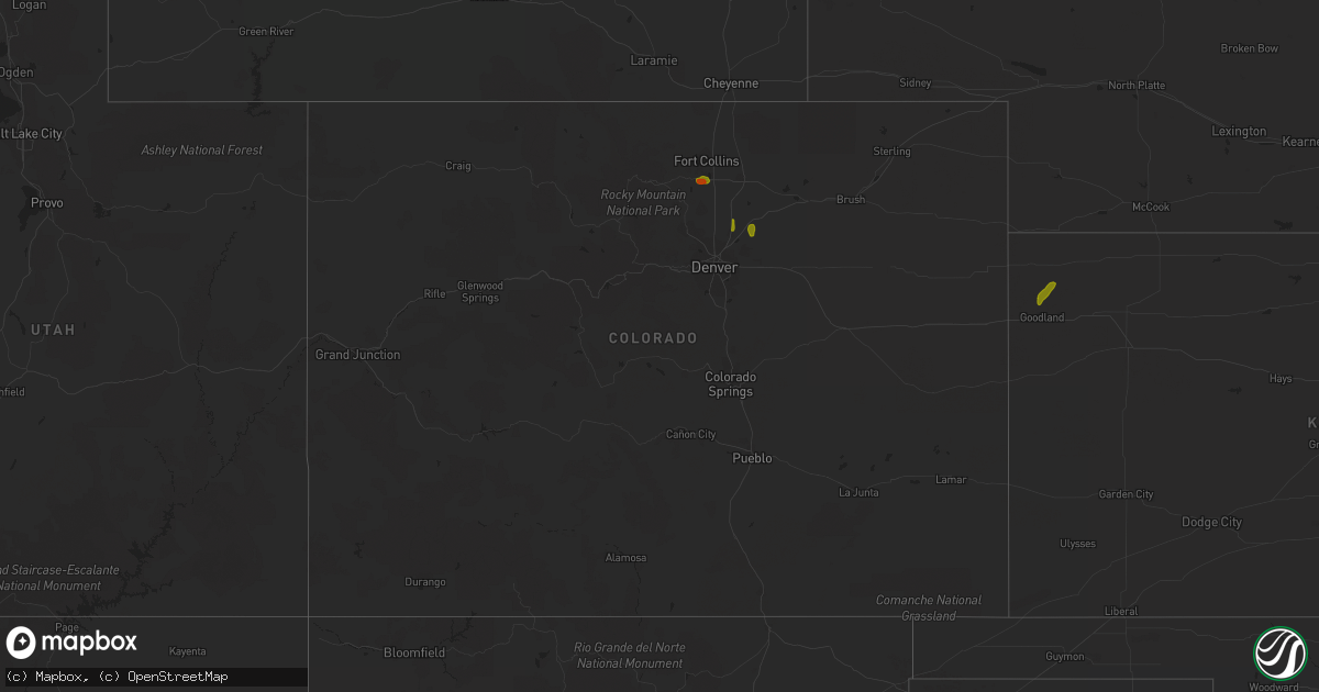 Hail map in Colorado on July 4, 2018