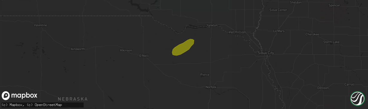 Hail map in Creighton, NE on July 4, 2018