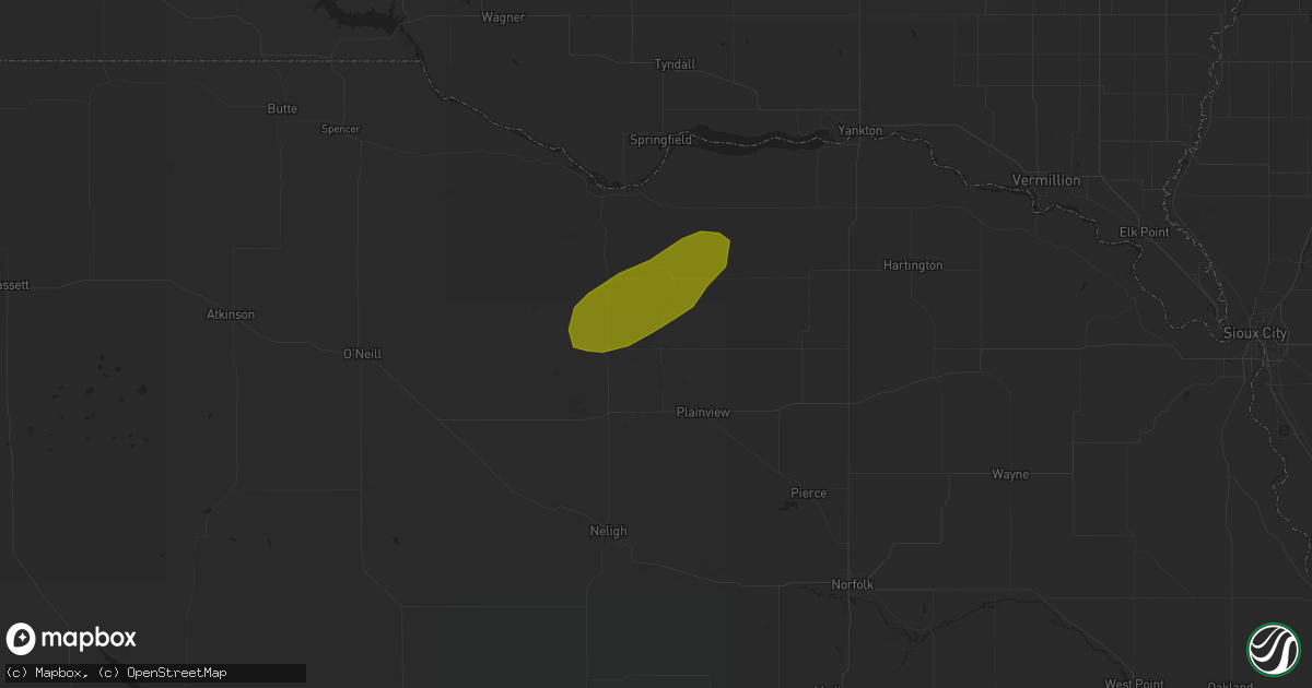 Hail map in Creighton, NE on July 4, 2018