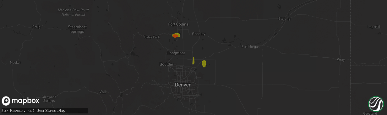 Hail map in Fort Lupton, CO on July 4, 2018