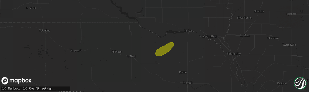 Hail map in Verdigre, NE on July 4, 2018