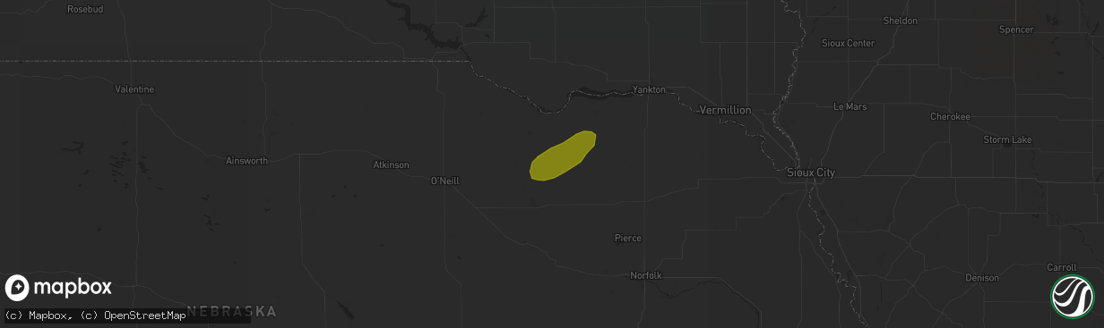 Hail map in Winnetoon, NE on July 4, 2018