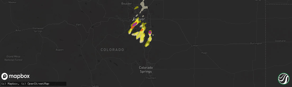 Hail map in Castle Rock, CO on July 4, 2019