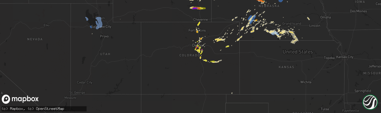 Hail map in Colorado on July 4, 2019