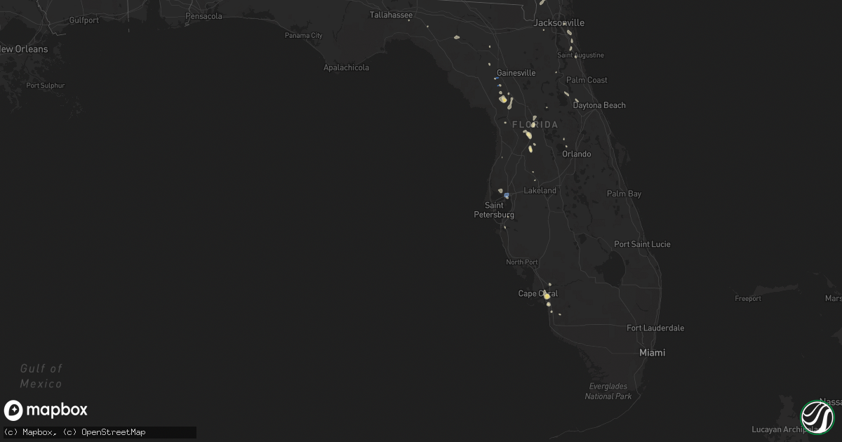 Hail map in Florida on July 4, 2019