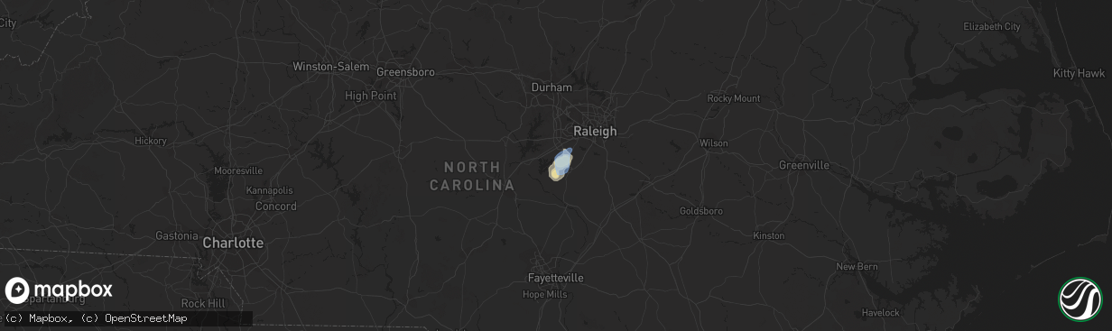 Hail map in Holly Springs, NC on July 4, 2019