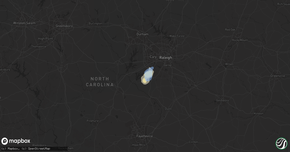 Hail map in Holly Springs, NC on July 4, 2019