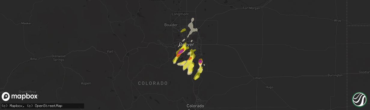 Hail map in Littleton, CO on July 4, 2019