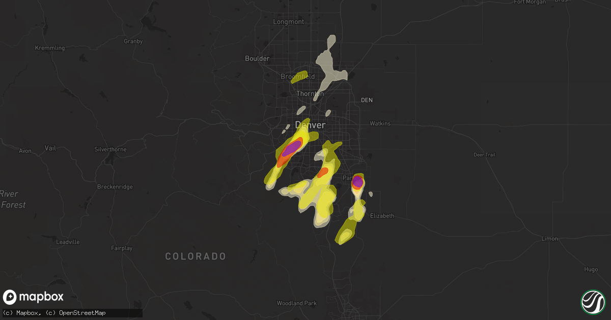 Hail map in Littleton, CO on July 4, 2019