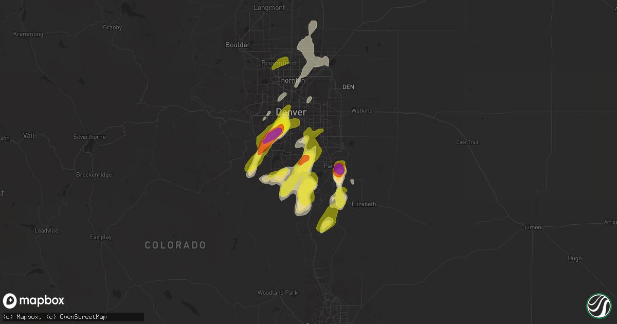 Hail map in Lone Tree, CO on July 4, 2019
