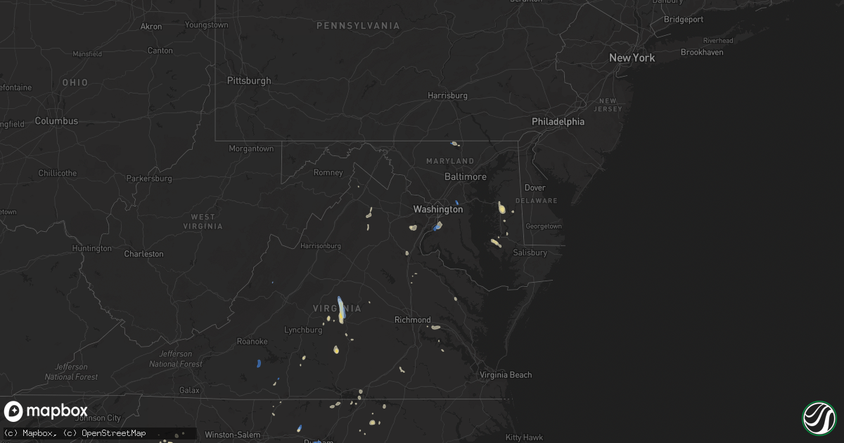 Hail map in Maryland on July 4, 2019