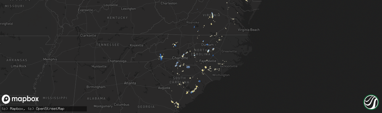 Hail map in North Carolina on July 4, 2019