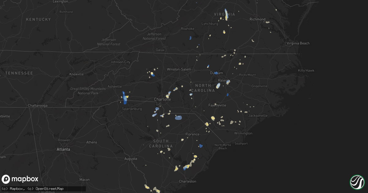 Hail map in North Carolina on July 4, 2019