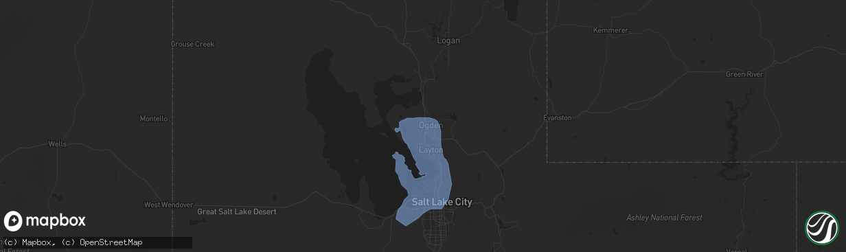 Hail map in Ogden, UT on July 4, 2019