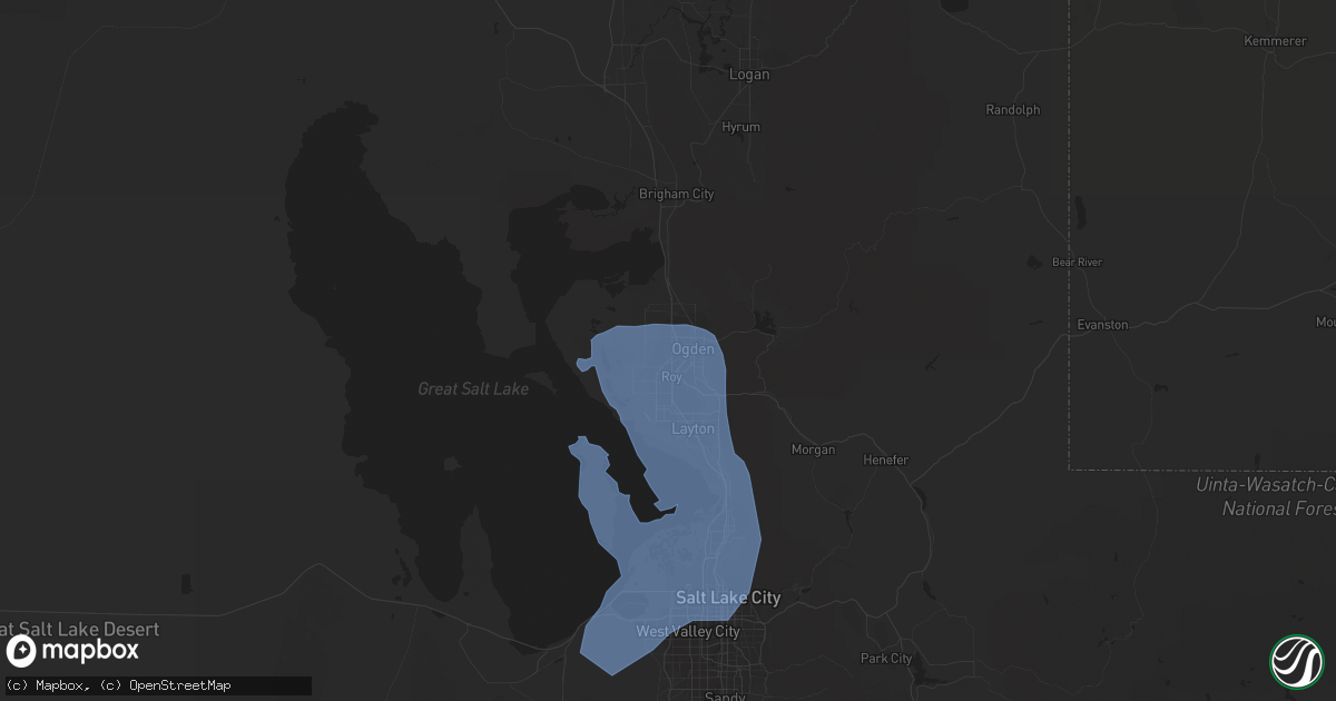 Hail map in Ogden, UT on July 4, 2019