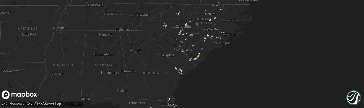 Hail map in South Carolina on July 4, 2019