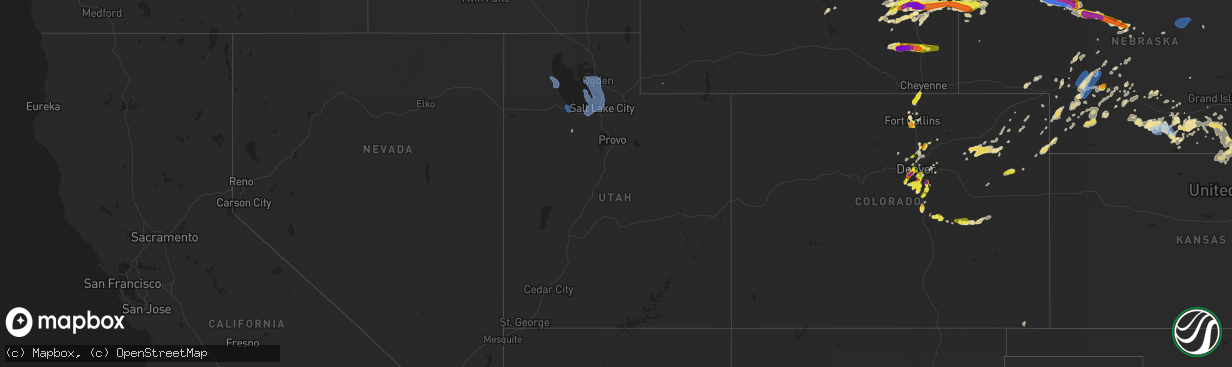 Hail map in Utah on July 4, 2019