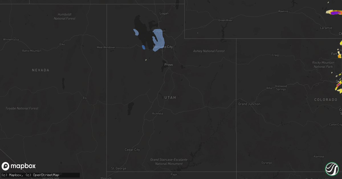Hail map in Utah on July 4, 2019