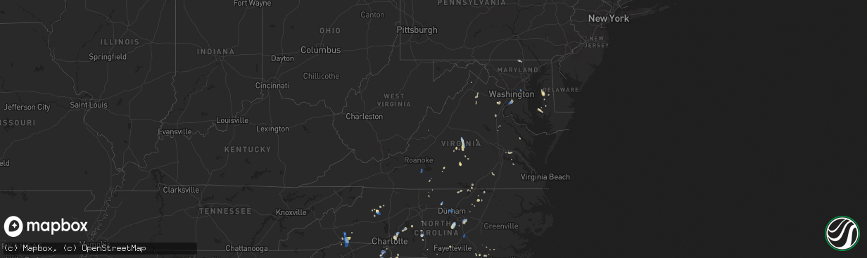 Hail map in Virginia on July 4, 2019