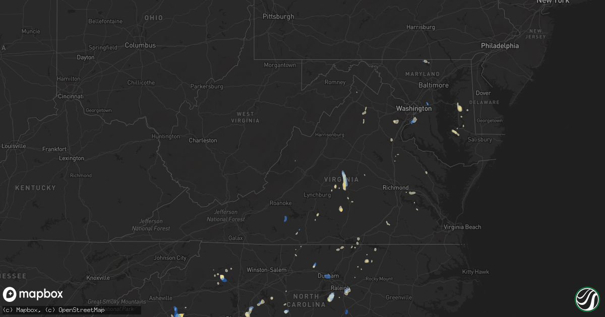 Hail map in Virginia on July 4, 2019