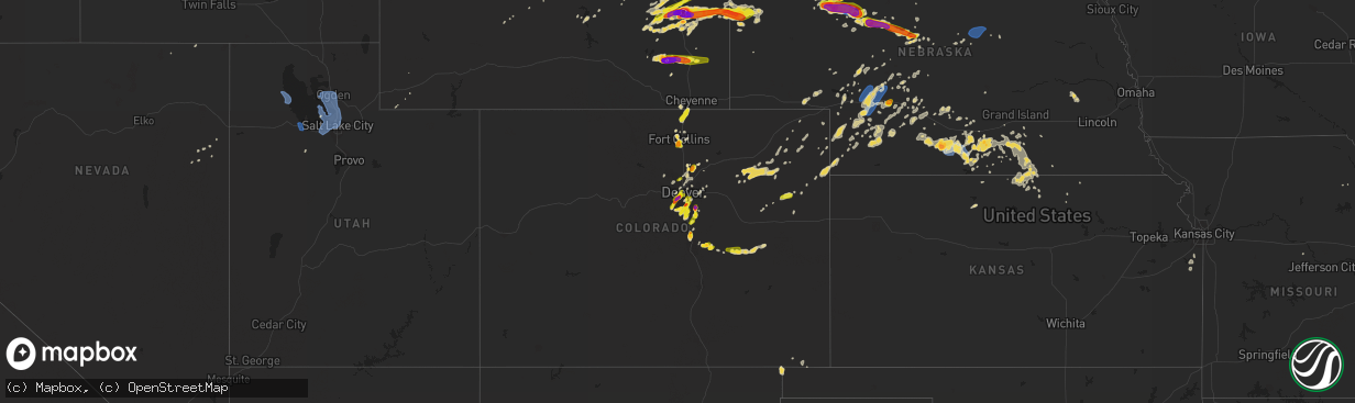 Hail map on July 4, 2019