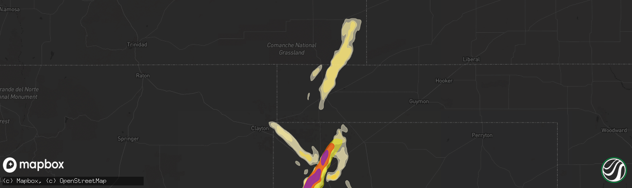 Hail map in Boise City, OK on July 4, 2021