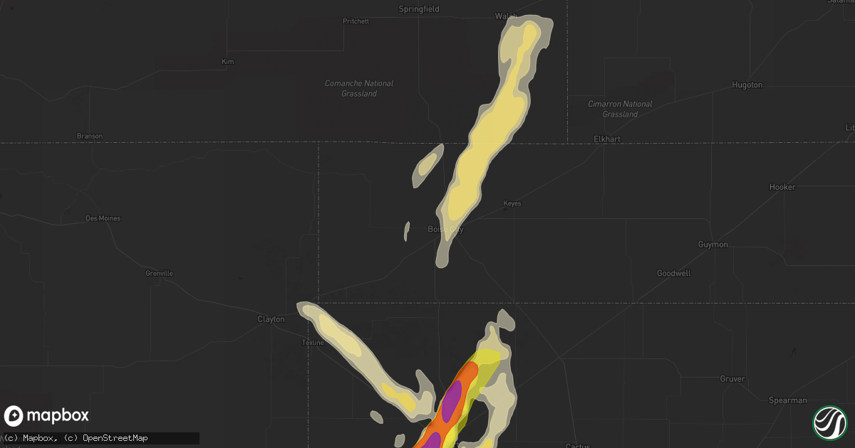 Hail map in Boise City, OK on July 4, 2021