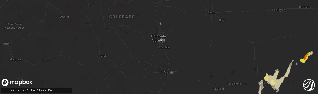 Hail map in Colorado Springs, CO on July 4, 2021