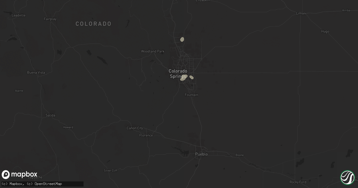 Hail map in Colorado Springs, CO on July 4, 2021