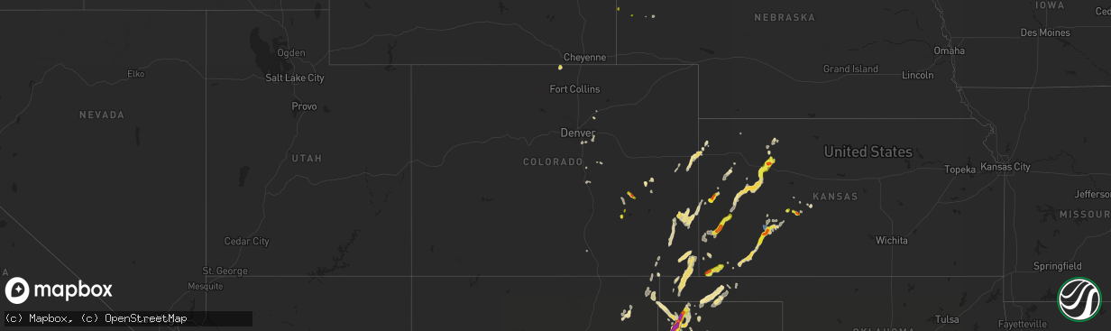 Hail map in Colorado on July 4, 2021