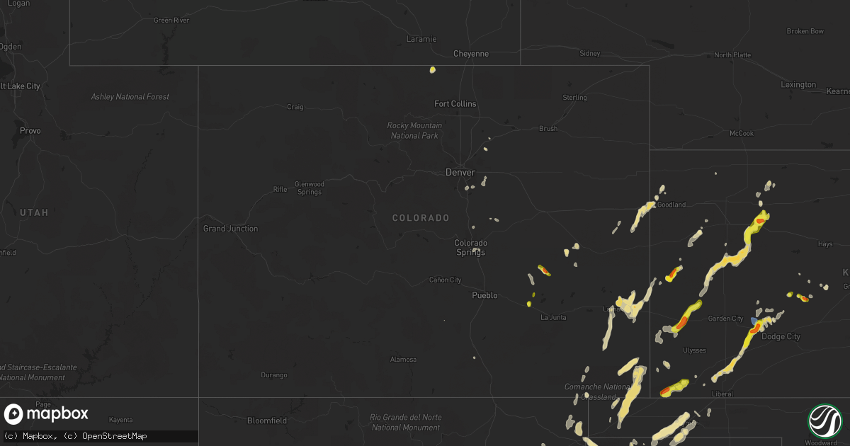 Hail map in Colorado on July 4, 2021
