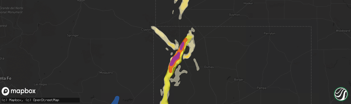 Hail map in Dalhart, TX on July 4, 2021