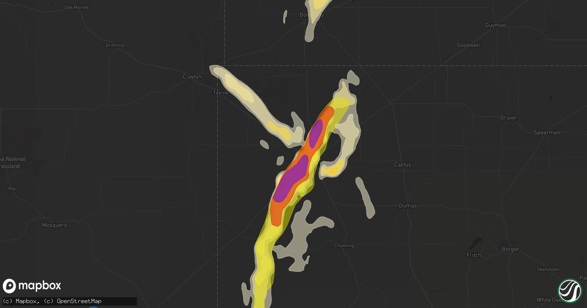 Hail map in Dalhart, TX on July 4, 2021