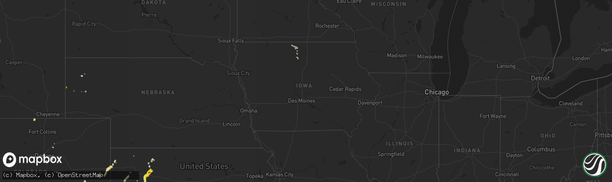 Hail map in Iowa on July 4, 2021