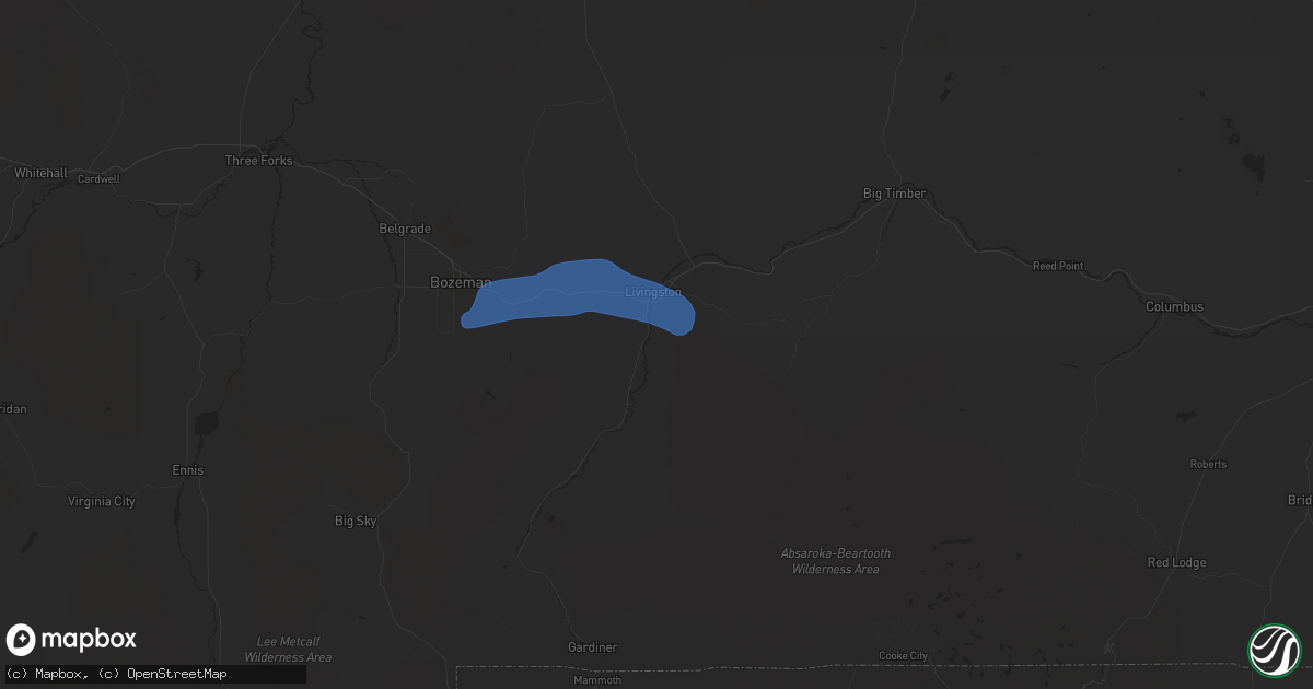 Hail map in Livingston, MT on July 4, 2021