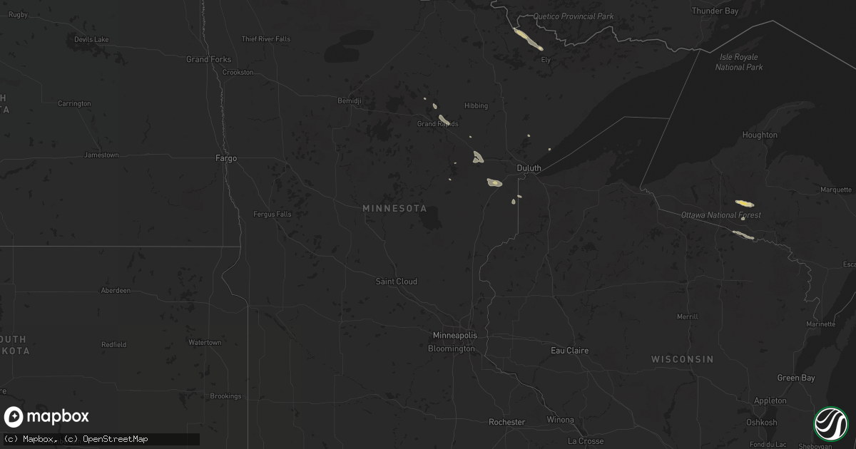 Hail map in Minnesota on July 4, 2021